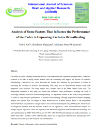 Analysis of Some Factors That Influence the Performance of the Cadre in Improving Exclusive Breastfeeding