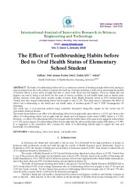 The Effect of Toothbrushing Habits before Bed to Oral Health Status of Elementary School Student