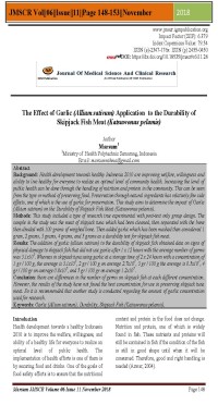 The Effect of Garlic (Allium sativum) Application to the Durability of Skipjack Fish Meat (Katsuwonus pelamis)