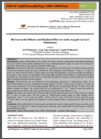 Bio Larvacide Efficacy and Residual Effect on Aedes Aegypti Larvae's Elimination