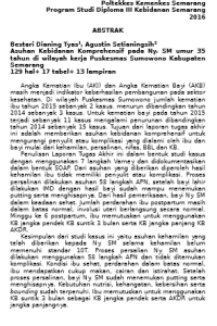 Asuhan Kebidanan Komprehensif pada Ny. SM umur 35
tahun di wilayah kerja Puskesmas Sumowono Kabupaten
Semarang