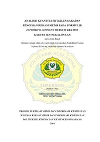 Image of Analisis Kuantitatif Kelengkapan Pengisian Rekam Medis Pada Formulir Informed Consent di RSUD Kraton Kabupaten Pekalongan