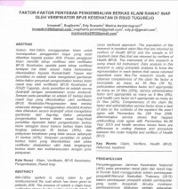 Faktor - Faktor Penyebab Pengembalian Berkas Klaim Rawat Inap Oleh Verifikator BPJS Kesehatan di RSUD Tugurejo