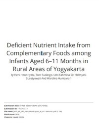 Image of Deficient Nutrient Intake from
Complementary Foods among
Infants Aged 6–11 Months in
Rural Areas of Yogyakarta